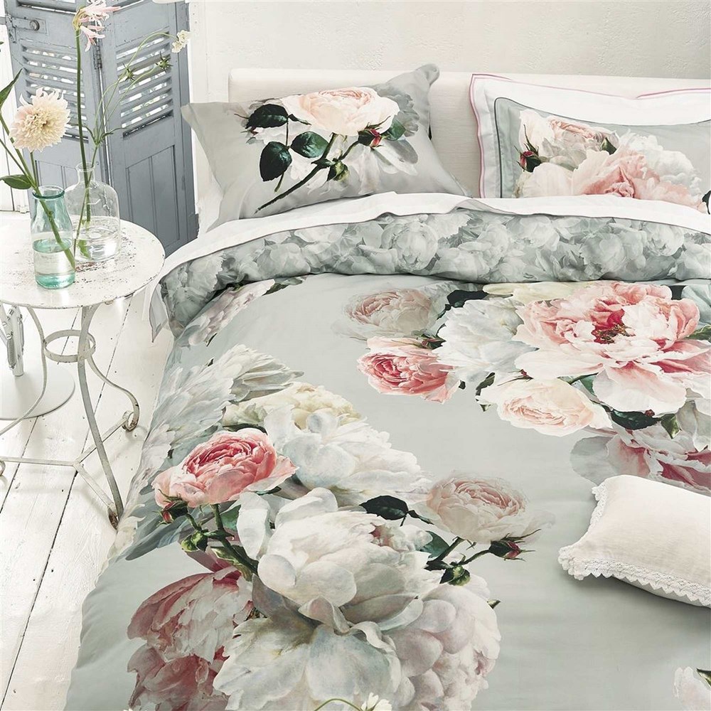 Peonia Grande Floral Bedding in Zinc by Designers Guild